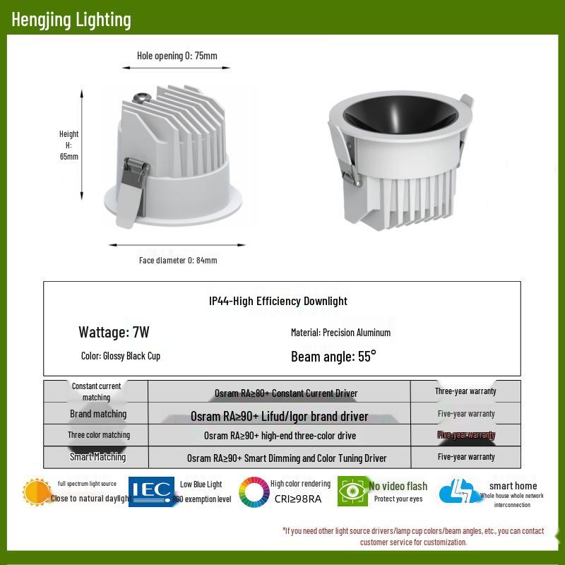 

Bathroom Anti-Fog LED Downlight: Waterproof, Anti-Glare, High Efficacy for Restroom and Kitchen. White Light 6000K [CC Drive+3-Year Warranty]