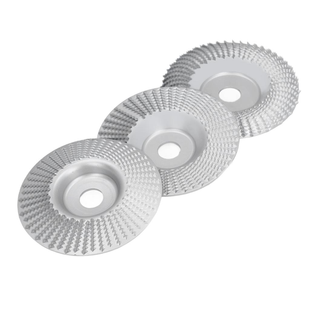 3Pcs Wood Carving Disc Set Woodworking Angle Grinder Grinding Wheels Carbon Steel 100mm Dia 16mm ID
