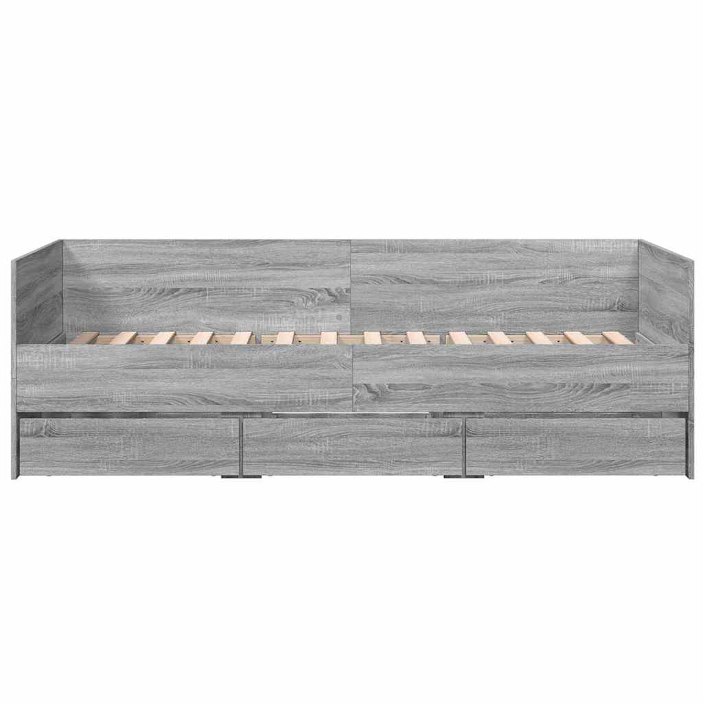Daybed with Drawers without Mattress Grey Sonoma 100x200 cm