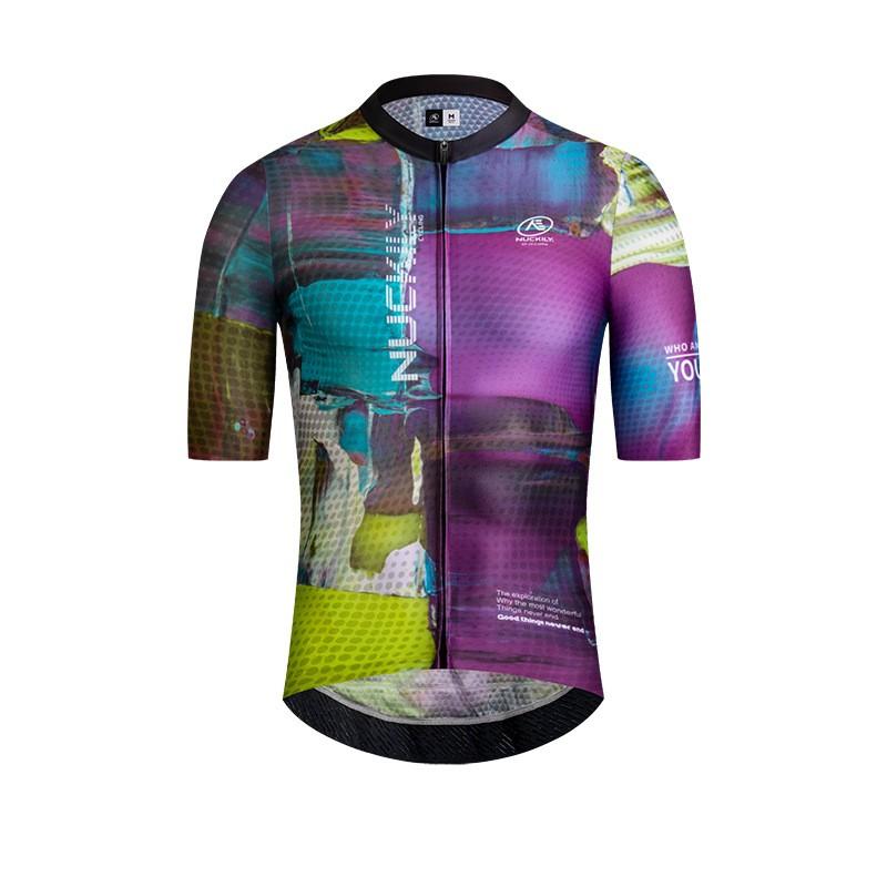 Mens Short Sleeve Cycling Jersey Breathable Quick Dry Graphic Bike Shirt Road