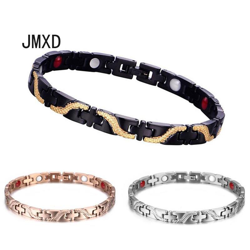 

JMXD Съемный браслет с крестом и драконом для магнитотерапии, браслет из титановой стали, женский браслет для магнитотерапии