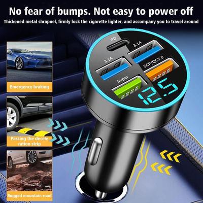 4USB PD 250W Car Charger Type C Fast Charging Auto Mobile Phone Adapter For iPhone Samsung Huawei Xiaomi QC 3.0