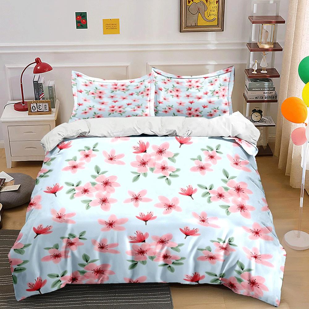 Floral Themed Three-Piece Set Exquisite Three-Piece Bedding Set Gift For Kids And Adults