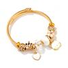 Cute Cat Flower Heart Charm Bracelets for Women Girls Gold Color Stainless Steel Bangle Sweet Accessories Jewelry Birthday Gift