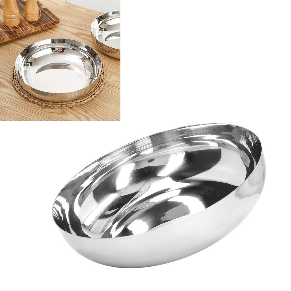 Wide Round Mixing Bowl Rustless Steel Fruit Bowl Large Capacity Salad Bowl Food Storage