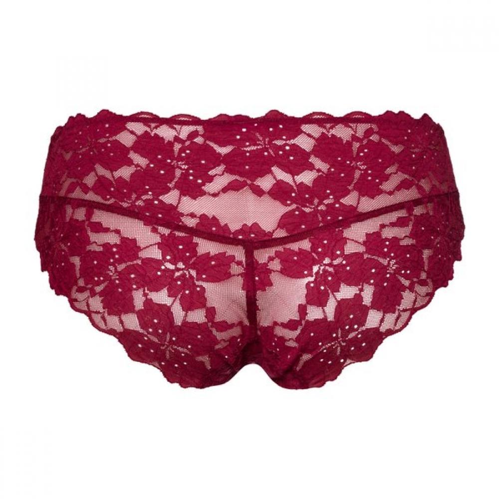 Hanro High Cut Lace Midi Brief  70906   Black Beauty   Deep Poppy 