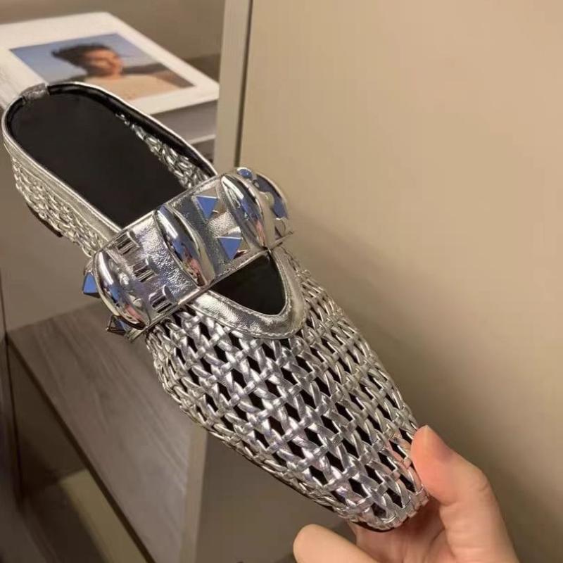 Fashion Mules Shoes Women Flats Mesh Summer Sandals New Casual Slippers 2025 Fashion Slingback Woman Party Shoes Band Zapatillas Mujer