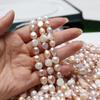1String, Artificial Pearl Beads 9-10mm, Fashion Handmade Two-sided Light Straight Hole Beads for Jewelry Making DIY Necklace Bracelet Accessories 18cm