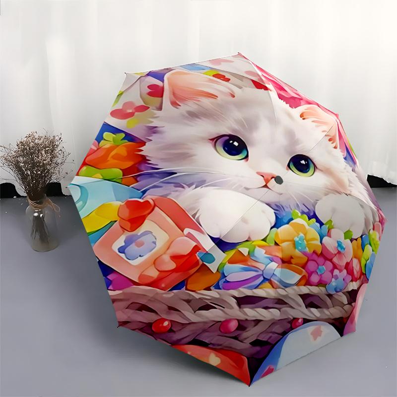 1pc Floral Bowknot Automatic Folding Umbrella, Portable 3-Fold Design with Iron Frame, Perfect for Festivals, Travel, Daily Use, and Gifts.C071