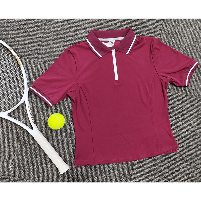 Polo respirant à manches courtes à séchage rapide pour femme 2026: T-shirt décontracté à revers pour le sport d'été