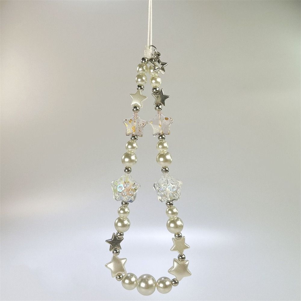 Y2K Silver Phone Lanyard Sweet Girl Beads Phone Chain Cell Phone Strap  Bracelet Keychain