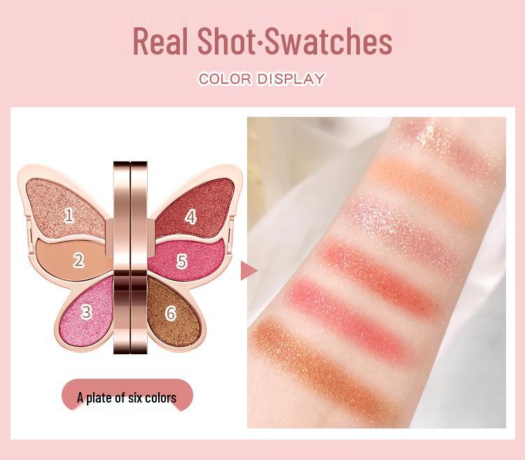 AGAG Lucky Koi Butterfly Eyeshadow Palette: 6 Earth Tone Colors in Pearl, Glitter, Shimmer, and Matte Finishes for Beginners