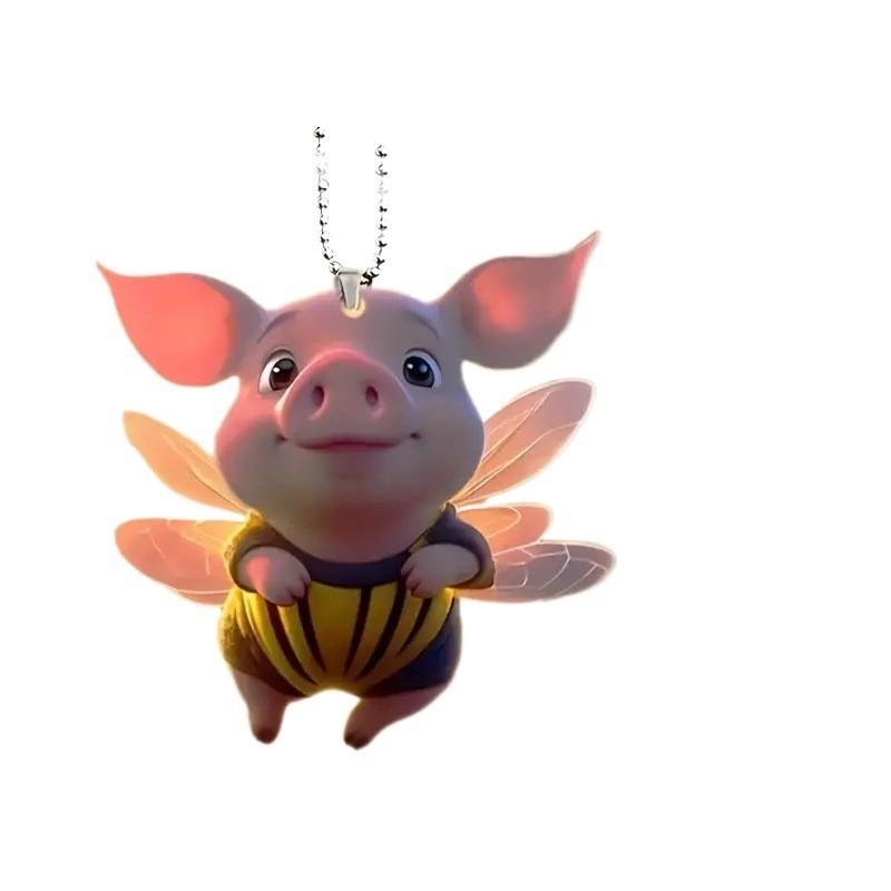 

Flying Whimsical Acrylic Pig Car Hanging Decoration For A Fun Interior Vibe