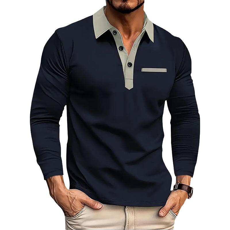 

Spring And Autumn Men S Long Sleeved Polo Shirt Business Casual Fashion Classic Lapel Neck Shirt European And American Plus Size 3XL