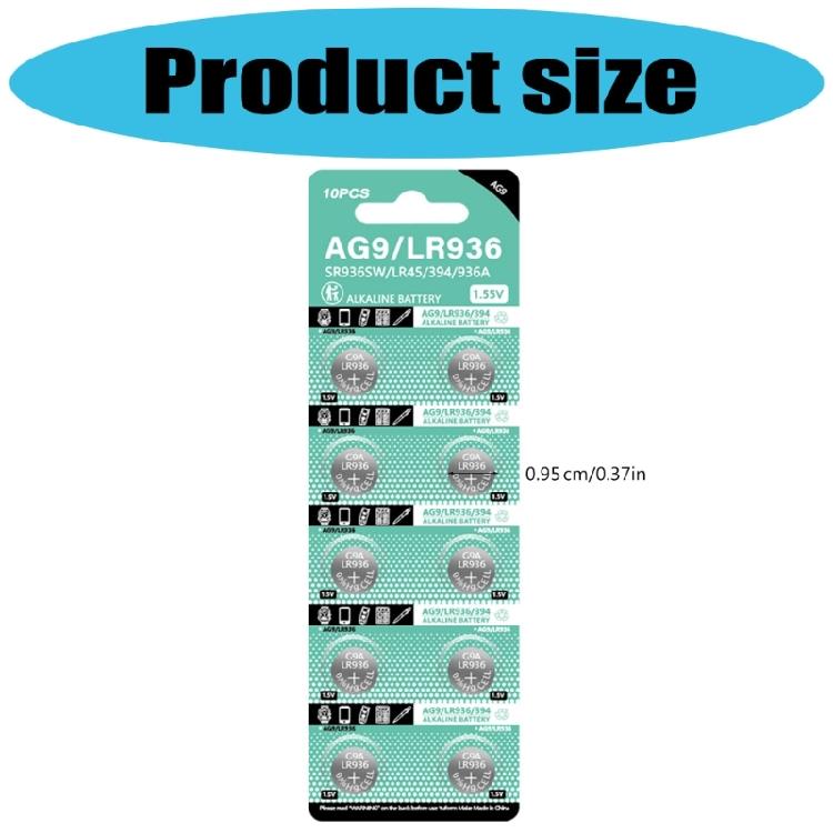 10pcs/sheet AG9 LR936 Button Cell Batteries 1.5V High Capacity Coin Battery for Watches Toys And Small Electronics