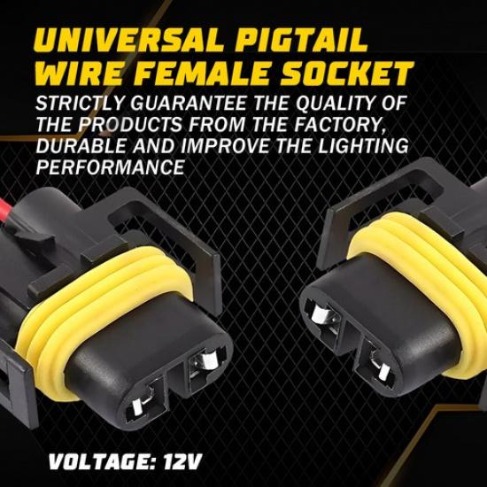 Wire Pigtail Female S H11 Two Harness Head Light Low Beam Socket Connector