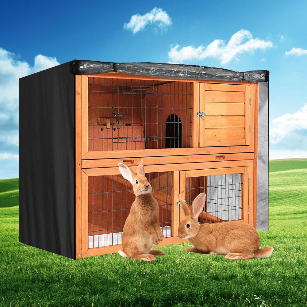 Oxford Cloth Double Layer Hutch Dust Proof Cover Accessory for Poultry Cage(black )