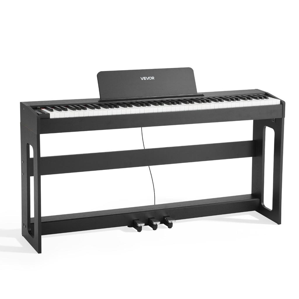 Weighted Digital Piano, 88 Keys Fully Weighted, Electric Piano Keyboard with Furniture Stand, Power Adapter, Triple Pedal, Record Function, 280 Tones,
