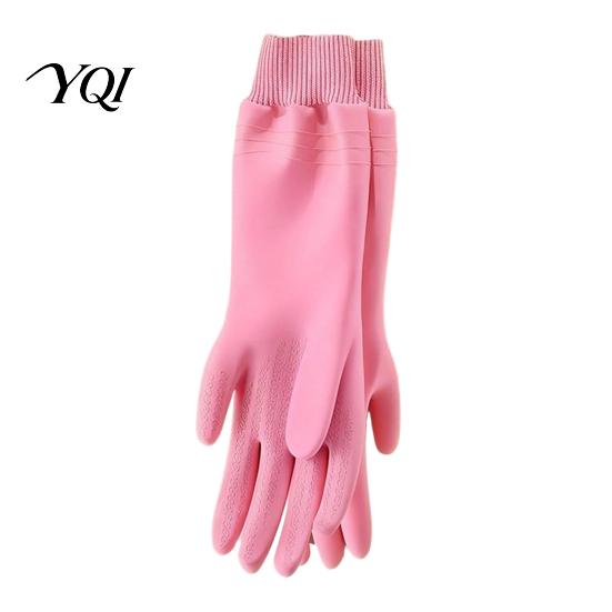 Rubber Dishwashing Gloves Fleece Lined for Housework, Waterproof PVC Cleaning Gloves, Anti-slip Thermal Kitchen Grip Warm Velvet Lining Laundry