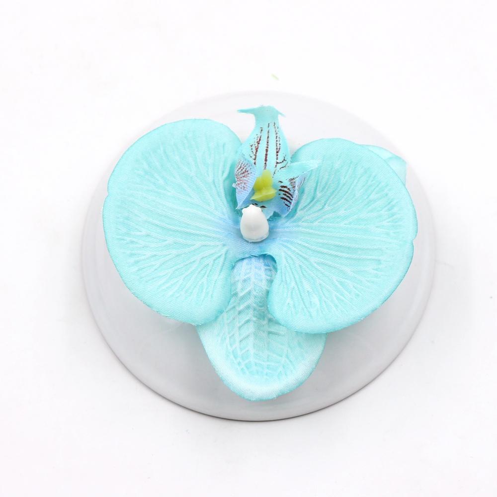 10Pcs 8cm Silk Butterfly Orchid Artificial Flower Heads for Home Room Wedding Decoration DIY Craft Wreath Gifts Accessories