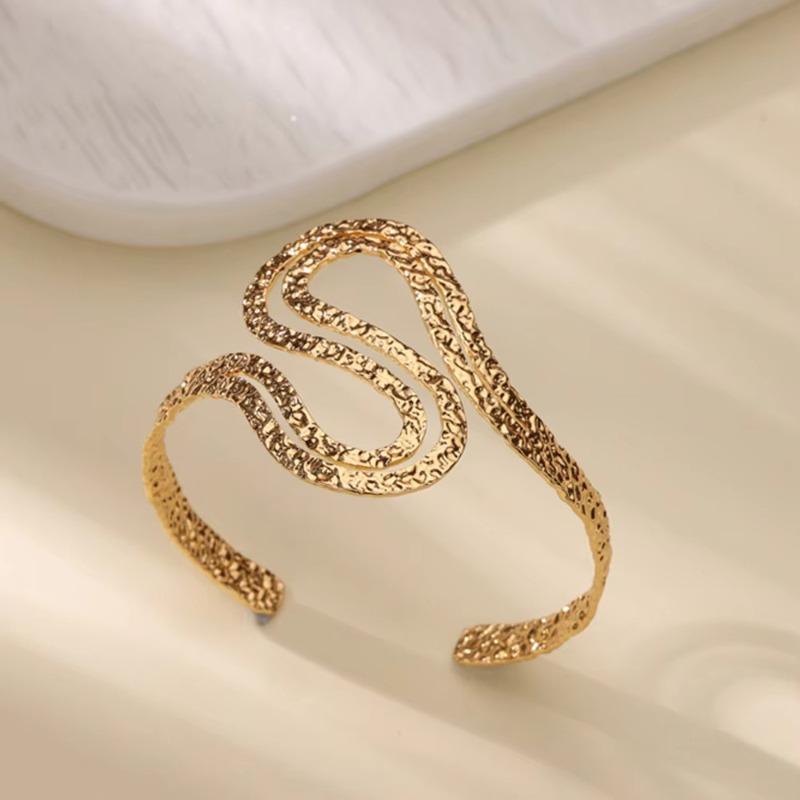 New Stainless Steel Simple Wide Version Open Bracelet Street Hip Hop Exaggerated Gold-plated Bracelet