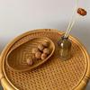 5pcs/Set, Oval Bamboo Storage Basket, Hand-Woven Rustic Tray Baskets, Sundry Storage Tray Bamboo Basket,Fruit Vegetable Serving Baskets,Baskets,Bins