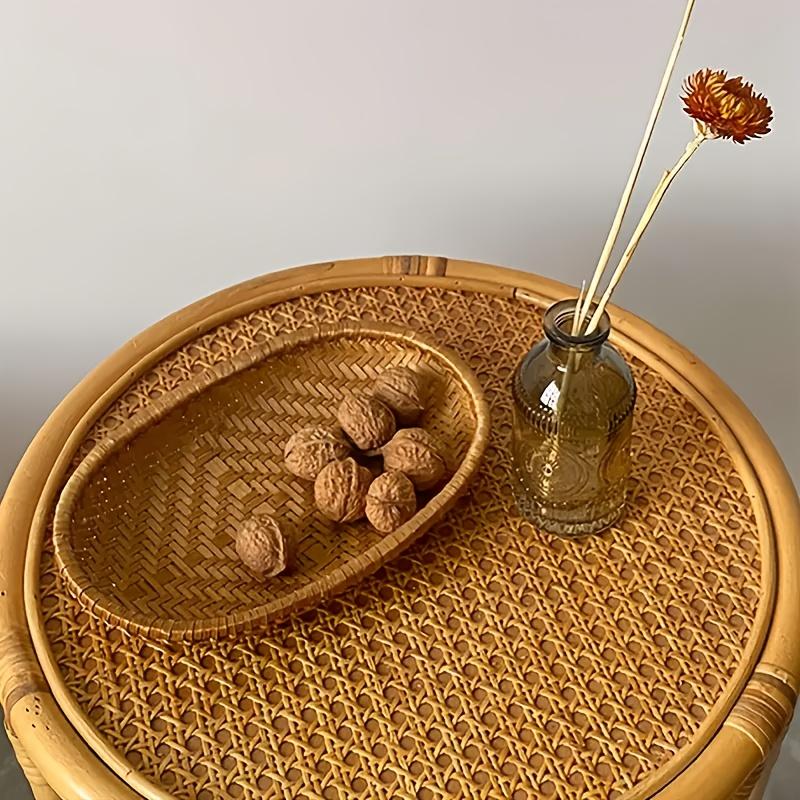 5pcs/Set, Oval Bamboo Storage Basket, Hand-Woven Rustic Tray Baskets, Sundry Storage Tray Bamboo Basket,Fruit Vegetable Serving Baskets,Baskets,Bins