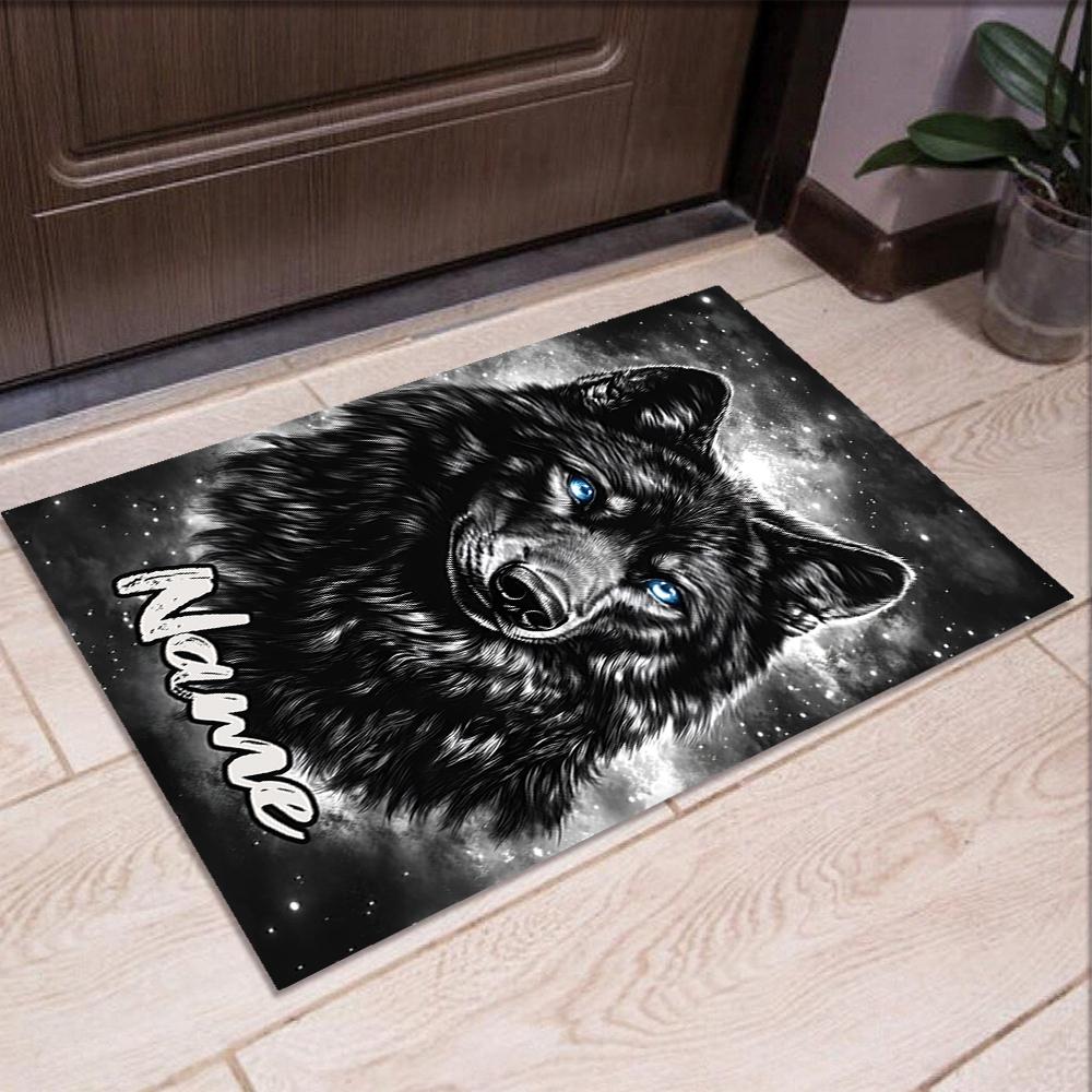 Custom Name Wolf Printed Carpet,Rug for Office Chair Living Room Bedroom Kitchen Room Decor Gifts.