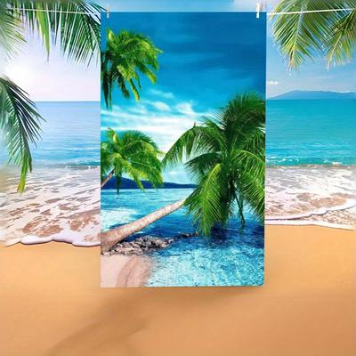 Strandtuch Tropische Strandmotiv Muster Sonnenschutz Winddicht Geeignet für Schwimmbad Camping Reise Decke