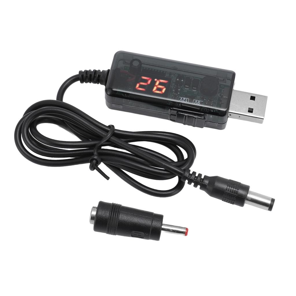 Power Bank Router Cord 9V 12V HD Digital Display USB Power Bank Router Boost Cable for Optical Modem