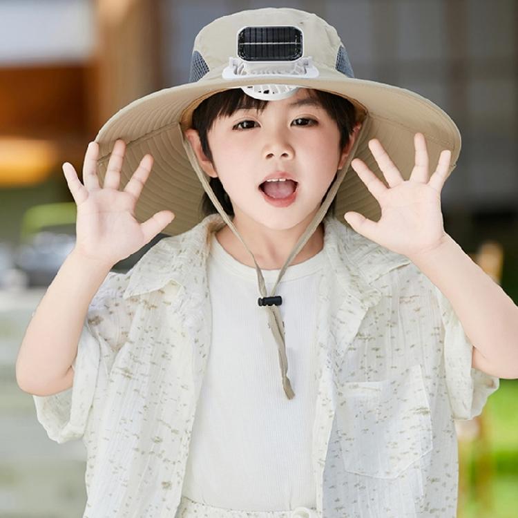 Adjustable Solar Powered Fishing Hat for Child Cooling Fan Hat Hiking Camping Large Brims Sun Caps Outdoor Trekking Caps