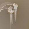 Elegant Irregular Pleated Metal Flower Tassel Earrings - Light Luxury High-End Women's Jewelry