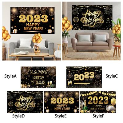 Wall Sign Poster Backdrop Supplies Holiday Garden Happy New Year Banner 2023