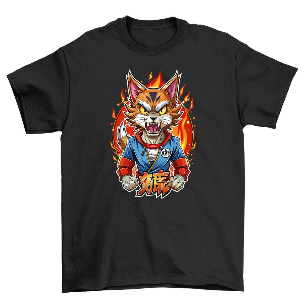Tiger Anime In Flames - Fierce and Funny Graphic Tee! Unleash Your Inner Beast Wit