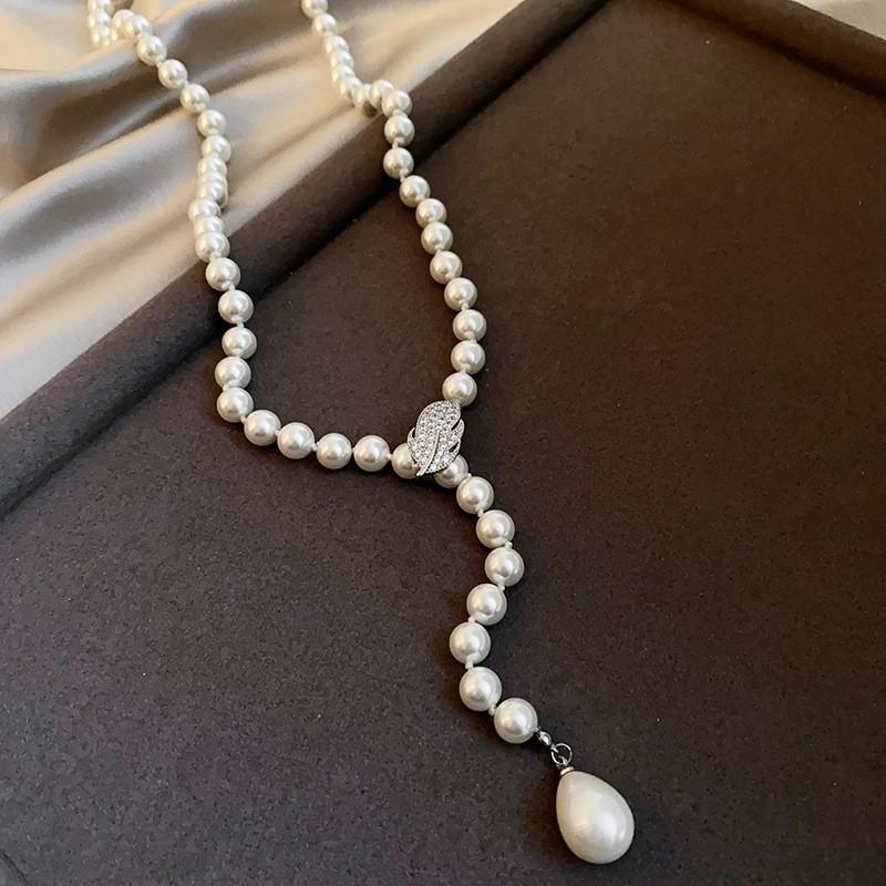 Korean fleece rope color artificial tiger's eye stone bag necklace niche design sweater chain retro necklace