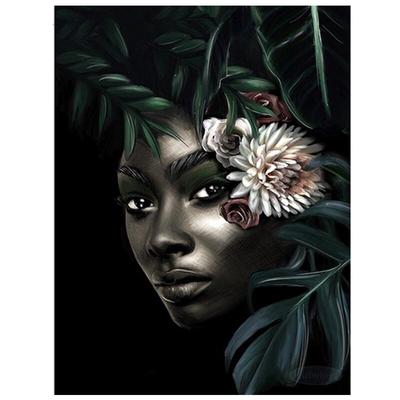 5d Diy Diamond Painting Plant Flower Black Girl Diamond Embroidery