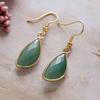 Natural stone crystal earrings, ear hooks, earrings, Japanese and Korean designer real gold-plated popular jewelry.