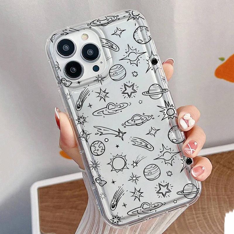 Silver star luxury design Phone case iPhone 15 Pro Max 11 12 13 16 14 Plus Silicone Shockproof Case Lens protector shell