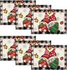 Gnomes Believe Xmas Balls Christmas Placemats Set of 6, 12x18 Inch Seasonal Winter Snowflake Table Mats for Party Kitchen Dining Decoration
