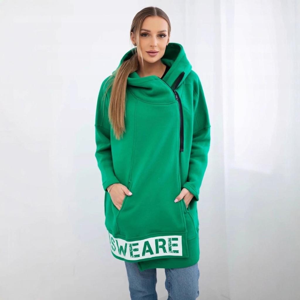 Hooded Sports Fleece Sweatshirt Casual Long-sleeved Zipper Women's Plus-size Solid Color Coat