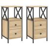 Nightstands (2 Pcs) Sonoma Oak Finish 34 X 35.5 X 70 Cm Engineered Wood