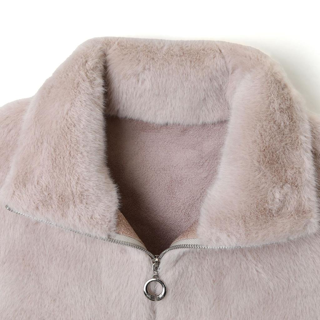 Women's autumn and winter stand-up collar sleeveless vest retro European and American fur integrated casual vest French thermal jacket
