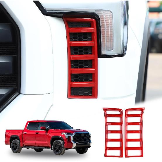 

LLKUANG Car Front Air Intake Grille Decorative Frame Compatible with Toyota Tundra 2022 2023 2024+ ABS Grille Trim Cover Accessories-2pcs (Carbon красный