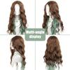 Forehead Lace Style Synthetic Long Curly Wig Ladies Wig Highlights Green Long Wavy Curly Wig Suitable for Holiday Daily Wear