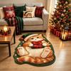 Kitchen Sink Rug Christmas Cat Shaped Rug, Plush Sleeping Absorbent Bathroom Mat, Xmas Lovers Gift Hat Kitty Non-slip Washable Area for Bedroom,