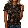 Ladies Casual Pullover Short Sleeve T Shirt Halloween Print Crew Neck Top Halloween Themed Graphic Tee for Women