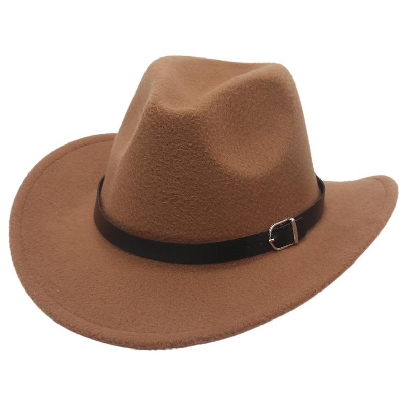 Small Belt Western Cowboy Hat With Upturned Edge And Buckle Accessories Felt Hat Tibetan Ethnic Style Wear Performance Jazz Hat