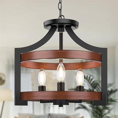 Semi Embedded Ceiling Light Retro Black Suction Hanging Dual-purpose Pendant Light for Restaurant Kitchen Foyer