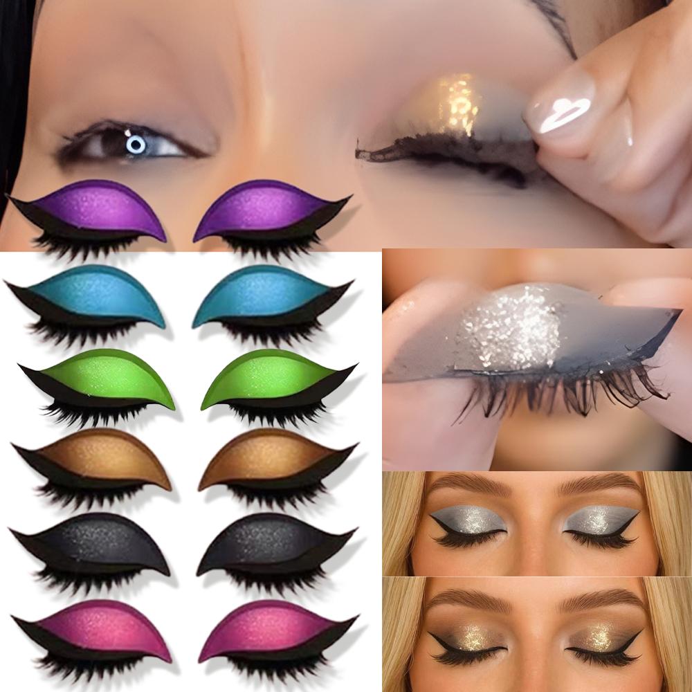 Wiederverwendbar 1 Paar Faules Lidschatten Wimpern Patch 2-in-1 Augen Make-up Aufkleber Mit Falschen Wimpern & Schatten Wasserdicht Kosmetik Werkzeuge