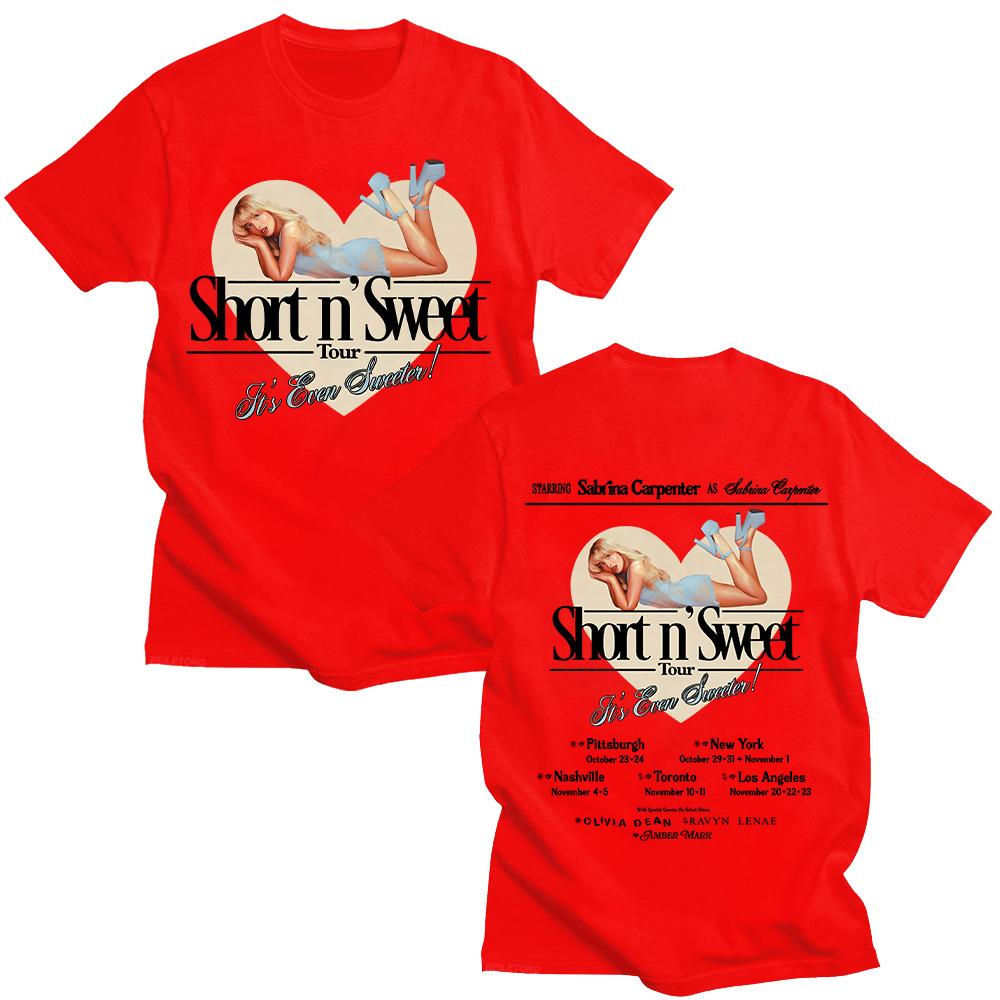 Sabrina Carpenter Shot N' Weet Tour 2025 T-shirt Adorable Sweet Women Top Unisex Fashion Print Aesthetic Tshirt Soft Cotton Tees